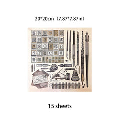 15 Sheets Large Writing Paper, Retro Journal Decoration DIY, 70 Limit