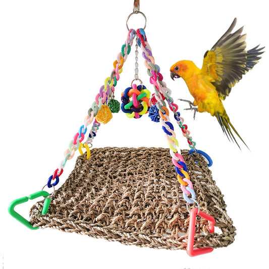 Colorful Parrot Climbing Net Bird Bridge Swing