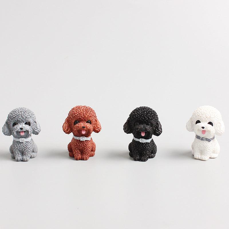 Resin Teddy Dog Figurine Home Garden Decor Mini Dolls Children Desktop Model