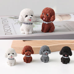 Resin Teddy Dog Figurine Home Garden Decor Mini Dolls Children Desktop Model