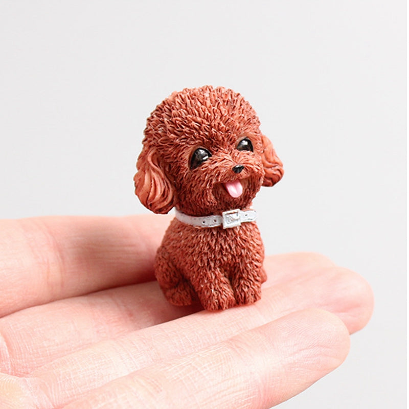 Resin Teddy Dog Figurine Home Garden Decor Mini Dolls Children Desktop Model