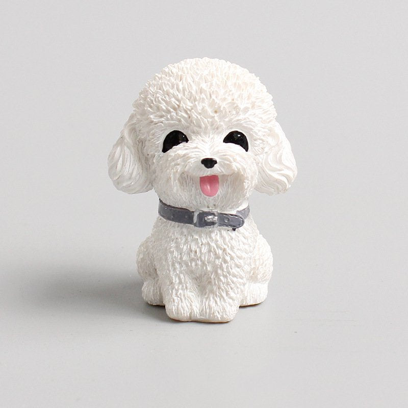 Resin Teddy Dog Figurine Home Garden Decor Mini Dolls Children Desktop Model