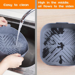 2pcs Square Silicone Liner for Air Fryer Non Stick High Temperature Resistant