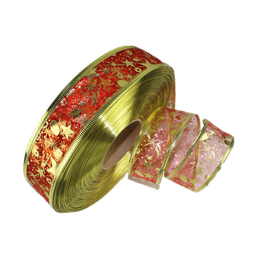 Golden Bronzing Ribbon Musical Note Pentagram Webbing Christmas Tree Decoration