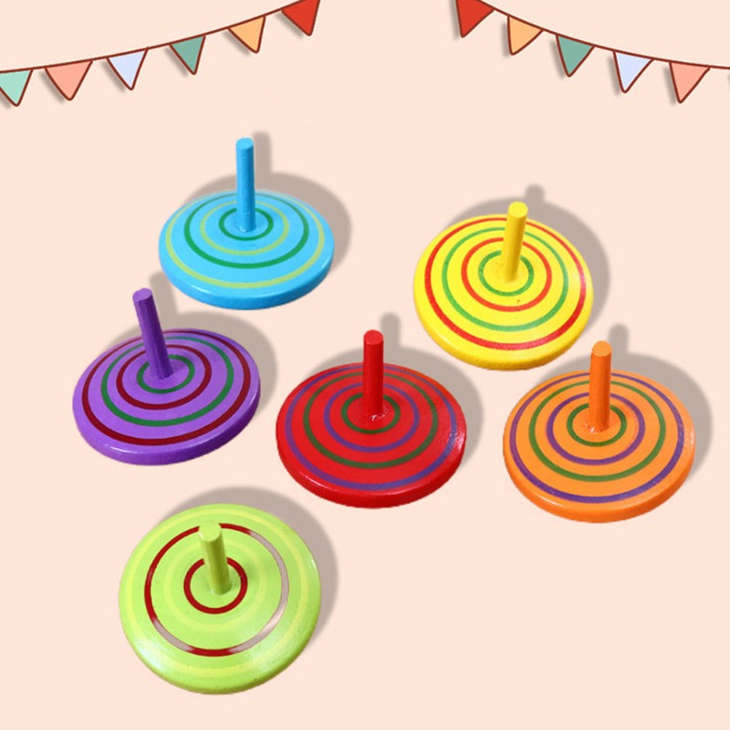 Wooden Gyroscope Toy Classic Spinning Tops Toys for Kids Adult Relief Stress