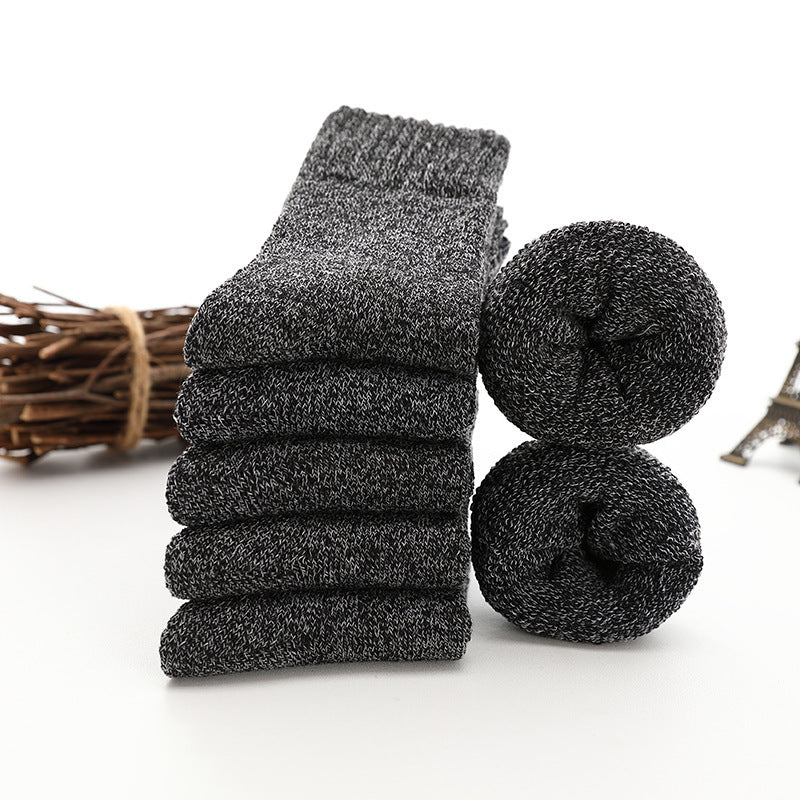 5 Pairs Men's Winter Plus Velvet Warm Mid Calf Socks