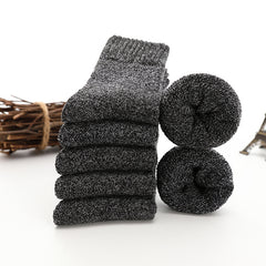 5 Pairs Men's Winter Plus Velvet Warm Mid Calf Socks