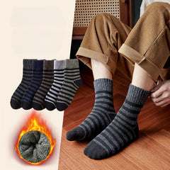 5 Pairs Men's Winter Plus Velvet Warm Mid Calf Socks