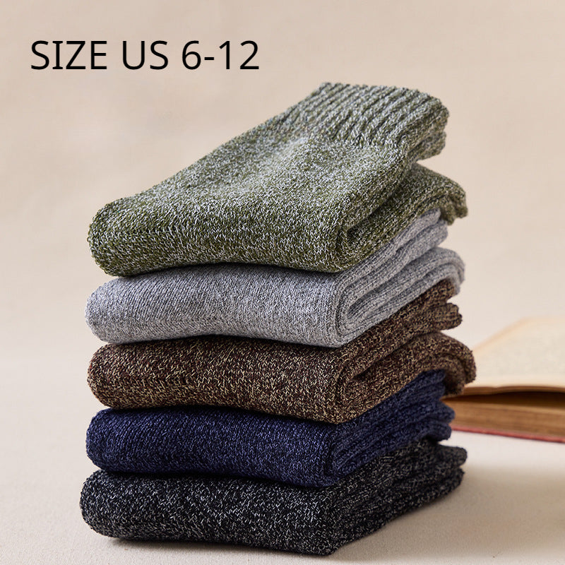 5 Pairs Men's Winter Plus Velvet Warm Mid Calf Socks