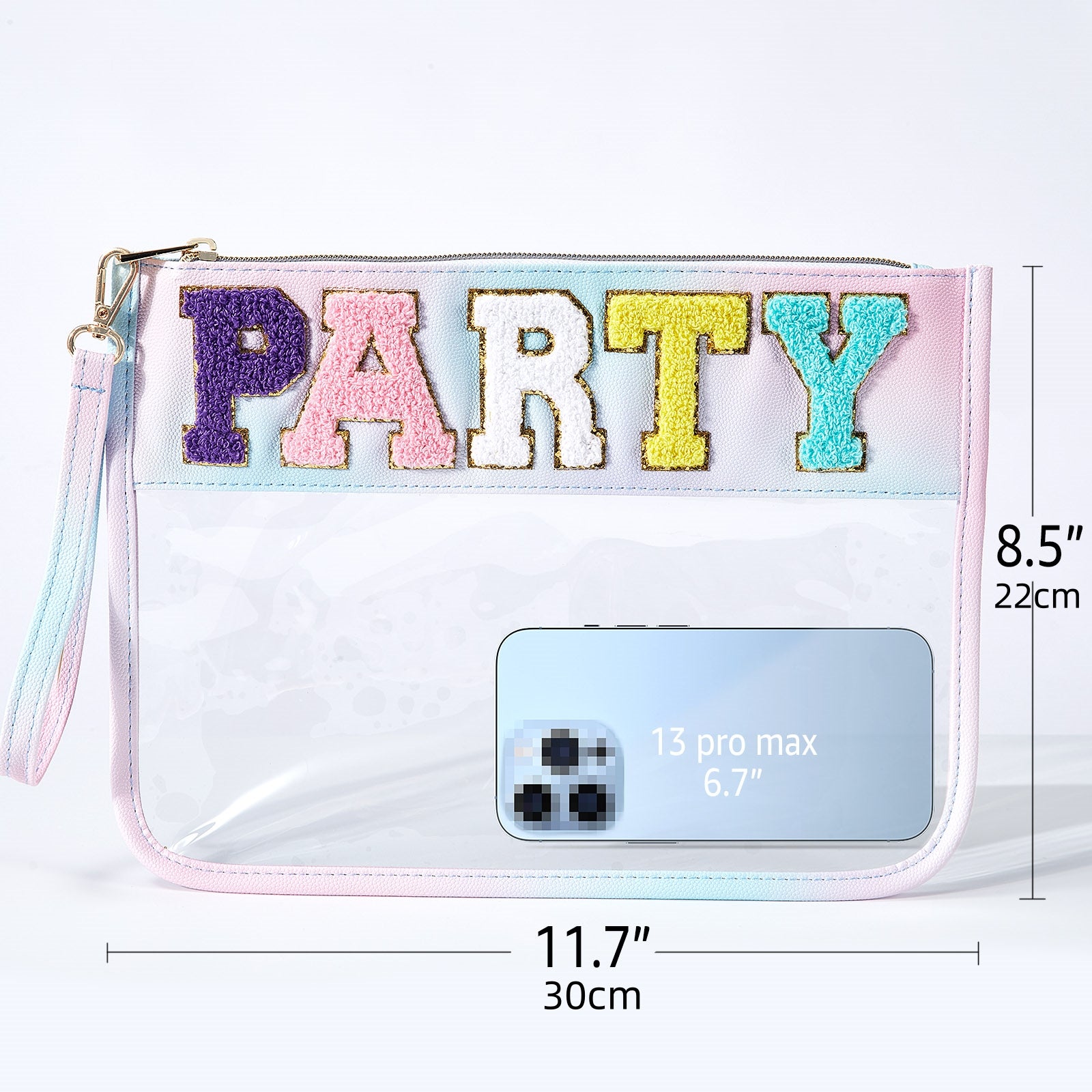 Rainbow Gradient Clear Makeup Bag with Handle