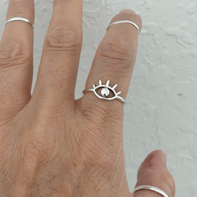 Silvery Plated Evil Eye Woman Ring