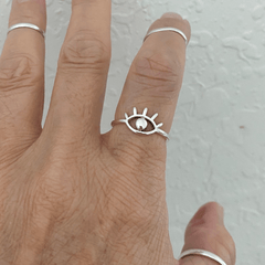 Silvery Plated Evil Eye Woman Ring
