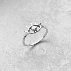 Silvery Plated Evil Eye Woman Ring