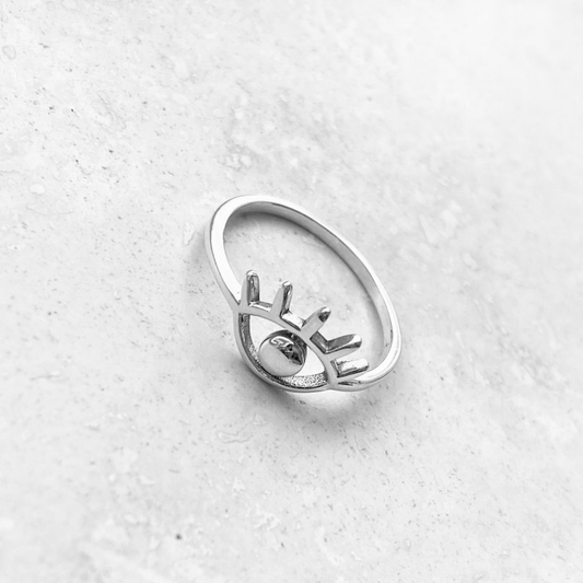 Silvery Plated Evil Eye Woman Ring