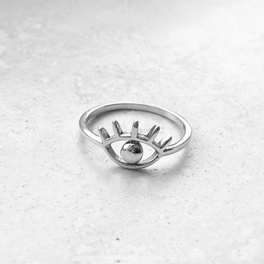 Silvery Plated Evil Eye Woman Ring