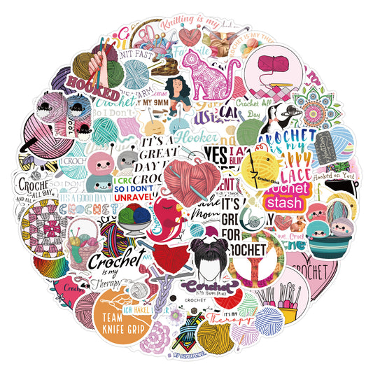 100pcs Cartoon Crochet Needle Graffiti Stickers Waterproof Vinyl Stickers