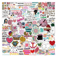 100pcs Cartoon Crochet Needle Graffiti Stickers Waterproof Vinyl Stickers
