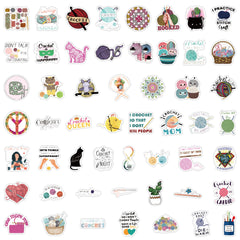 100pcs Cartoon Crochet Needle Graffiti Stickers Waterproof Vinyl Stickers