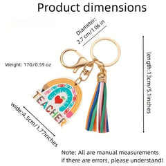 Rainbow Wooden Tag Tassel Keychain Bag Backpack Car Key Pendant Gift