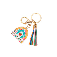 Rainbow Wooden Tag Tassel Keychain Bag Backpack Car Key Pendant Gift
