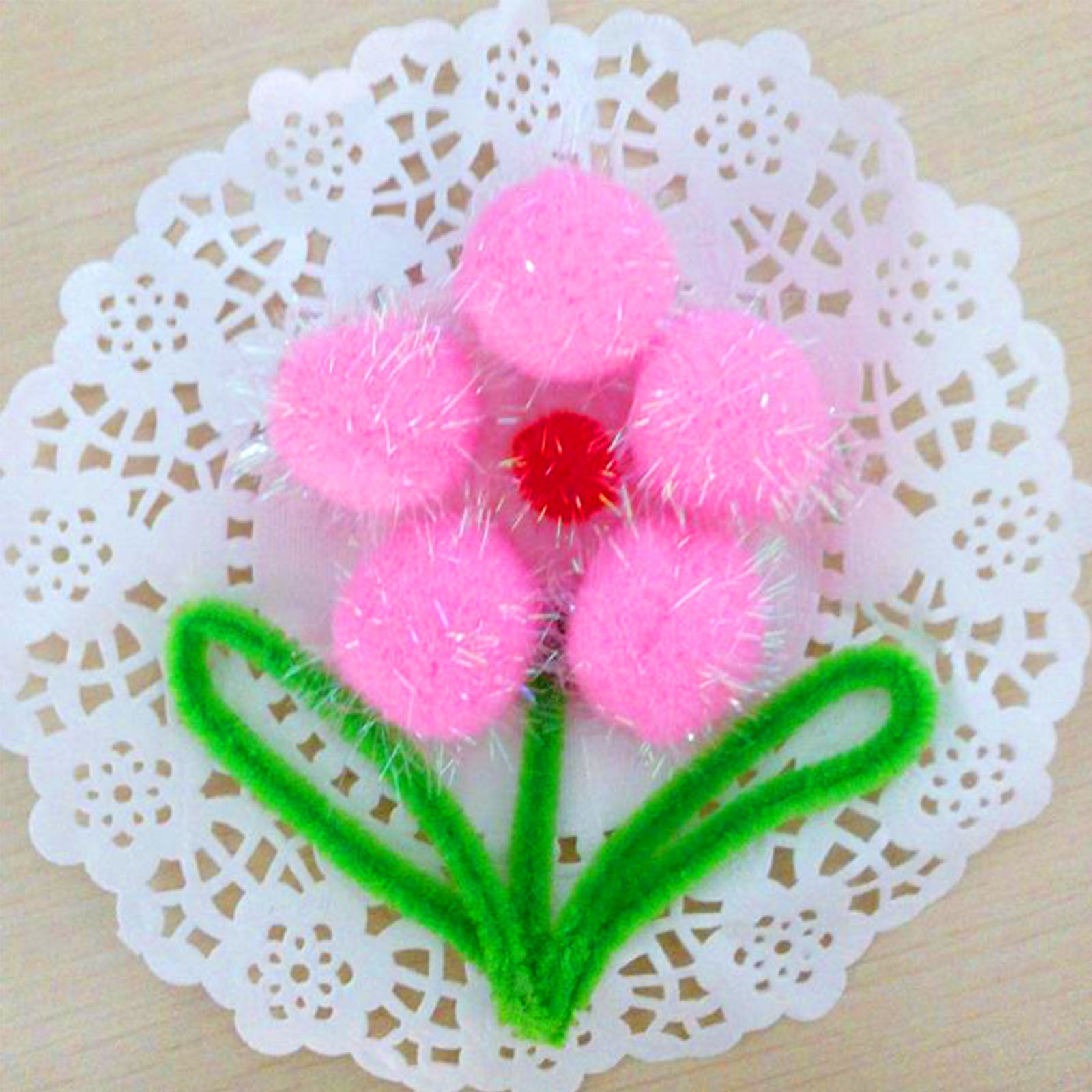 300pcs Glitter Pompoms Tinsel Pom Poms Cat Pompom Ball