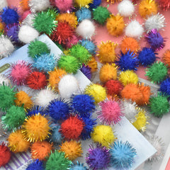 300pcs Glitter Pompoms Tinsel Pom Poms Cat Pompom Ball