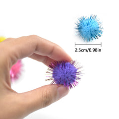 300pcs Glitter Pompoms Tinsel Pom Poms Cat Pompom Ball