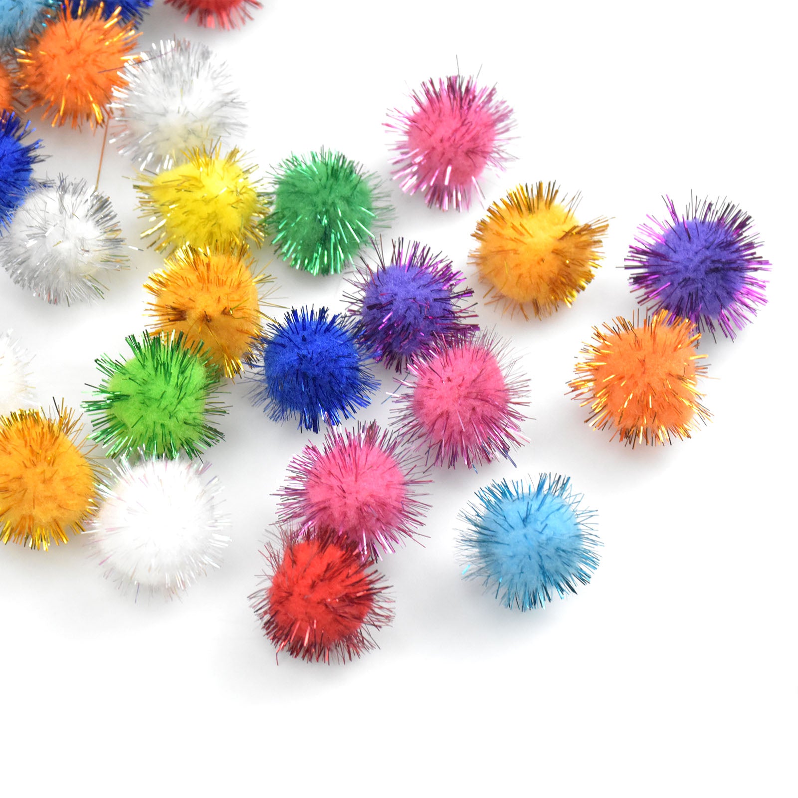 300pcs Glitter Pompoms Tinsel Pom Poms Cat Pompom Ball