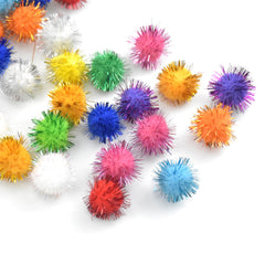300pcs Glitter Pompoms Tinsel Pom Poms Cat Pompom Ball