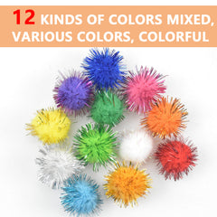 300pcs Glitter Pompoms Tinsel Pom Poms Cat Pompom Ball