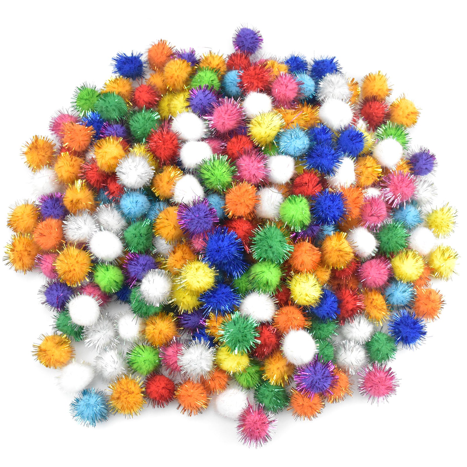 300pcs Glitter Pompoms Tinsel Pom Poms Cat Pompom Ball