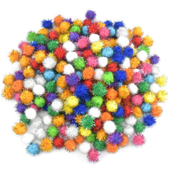 300pcs Glitter Pompoms Tinsel Pom Poms Cat Pompom Ball