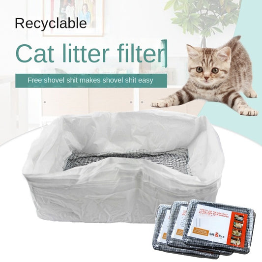 10pcs Cat Feces Filter Net Reusable Plastic Cat Sifting Litter Pan Liners