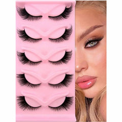 5 Pairs Cat Eye False Eyelashes Fox Eye Lashes Angle Wing Lashes