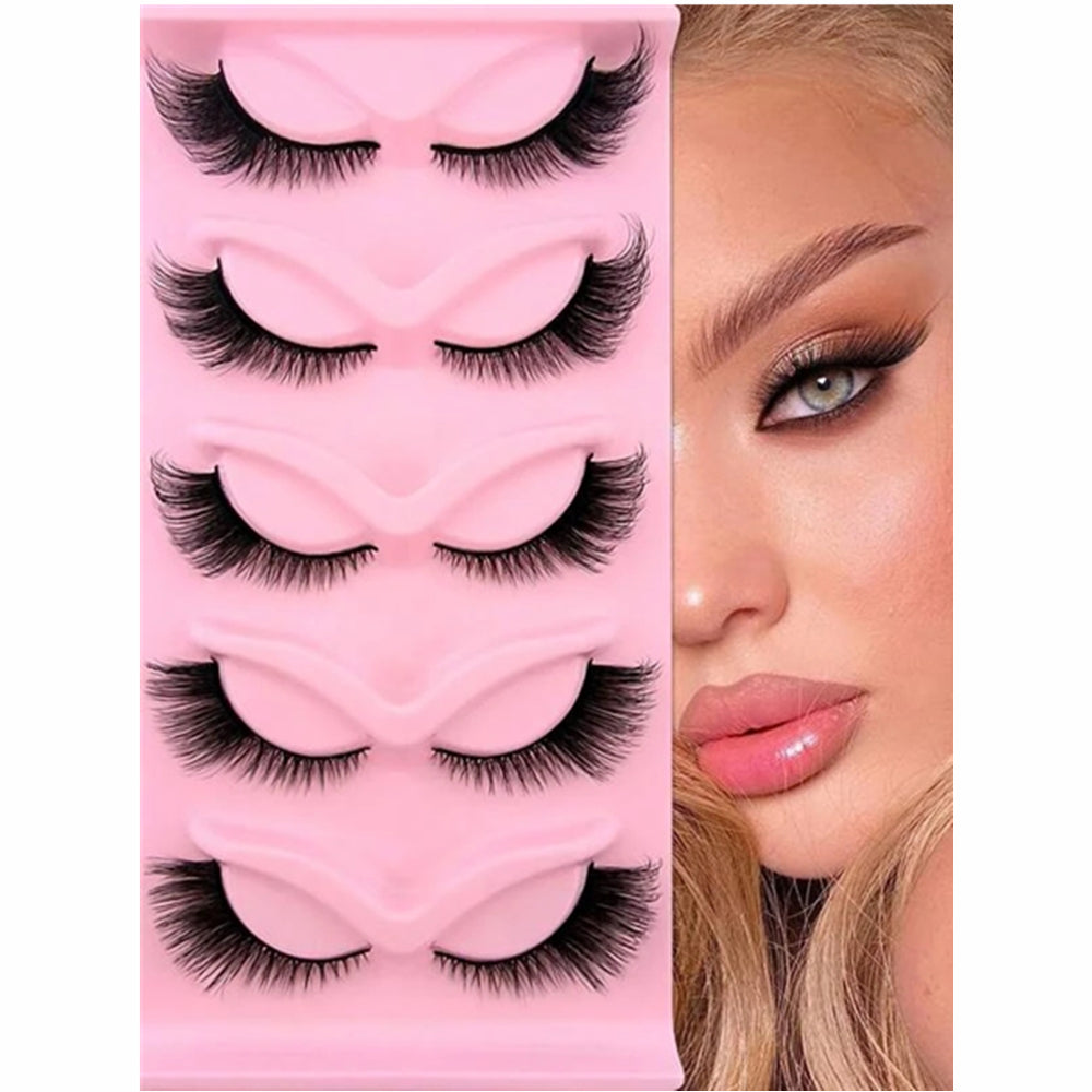 5 Pairs Cat Eye False Eyelashes Fox Eye Lashes Angle Wing Lashes