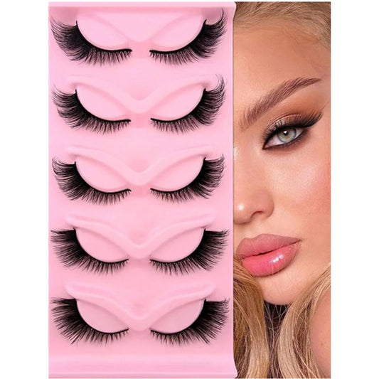 5 Pairs Cat Eye False Eyelashes Fox Eye Lashes Angle Wing Lashes