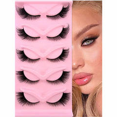 5 Pairs Cat Eye False Eyelashes Fox Eye Lashes Angle Wing Lashes