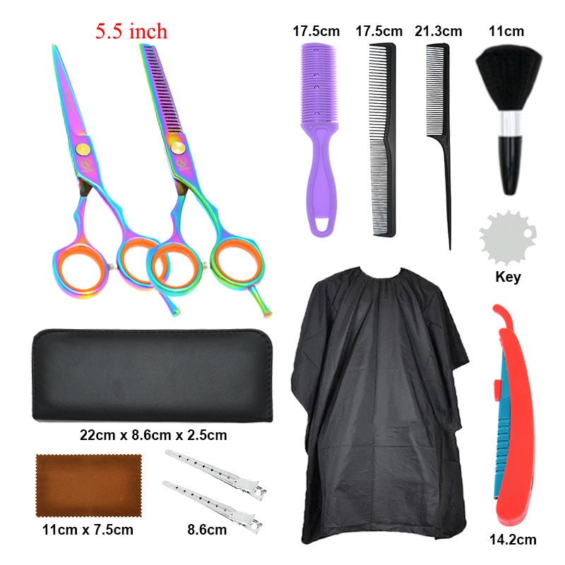 13pcs Japanese Steel Hair Scissor Set Hairdressers Cutting Thinning Shears
