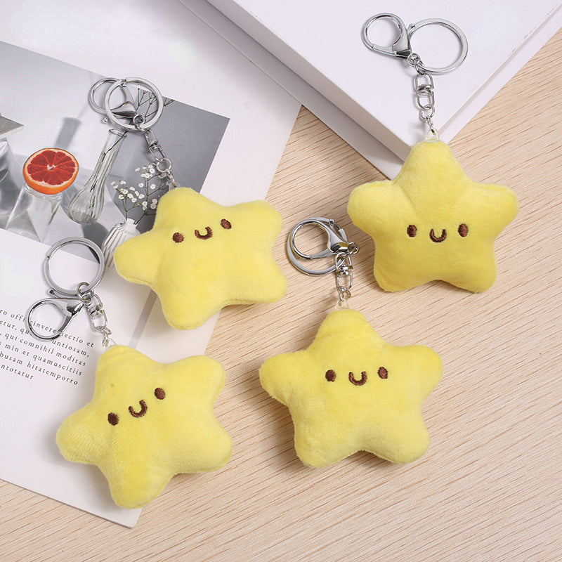 Yellow Little Star Plush Doll Keychain Girls Backpack Decoration