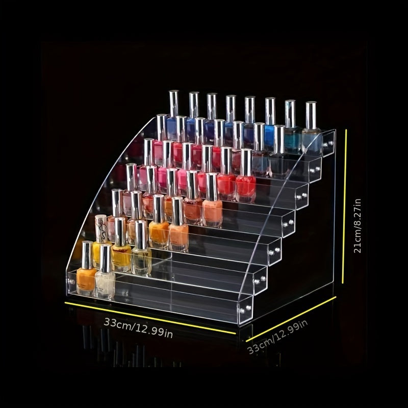 7 Layer Transparent Nail Polish Display Rack Makeup Organizer Holder