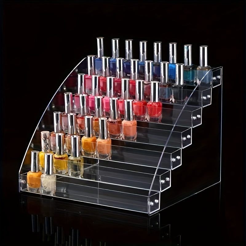 7 Layer Transparent Nail Polish Display Rack Makeup Organizer Holder