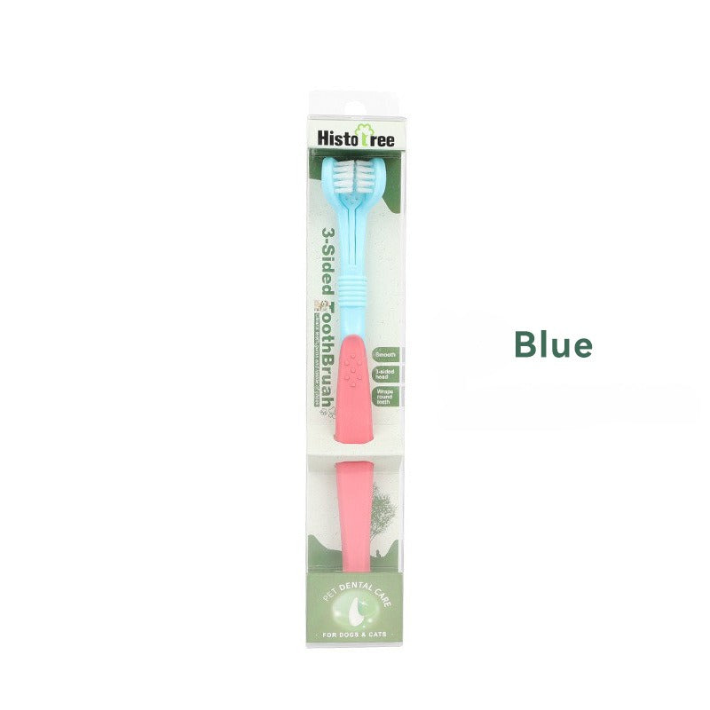 3-Sided Soft Bristle Pet Toothbrush for Effective Teeth Cleaning