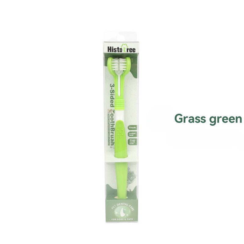 3-Sided Soft Bristle Pet Toothbrush for Effective Teeth Cleaning
