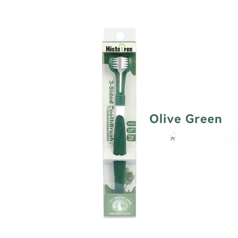 3-Sided Soft Bristle Pet Toothbrush for Effective Teeth Cleaning
