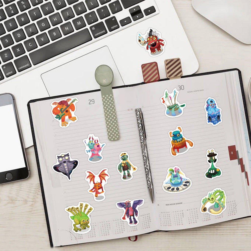 60pcs Monster Anime Love Doodle Waterproof Stickers Pack