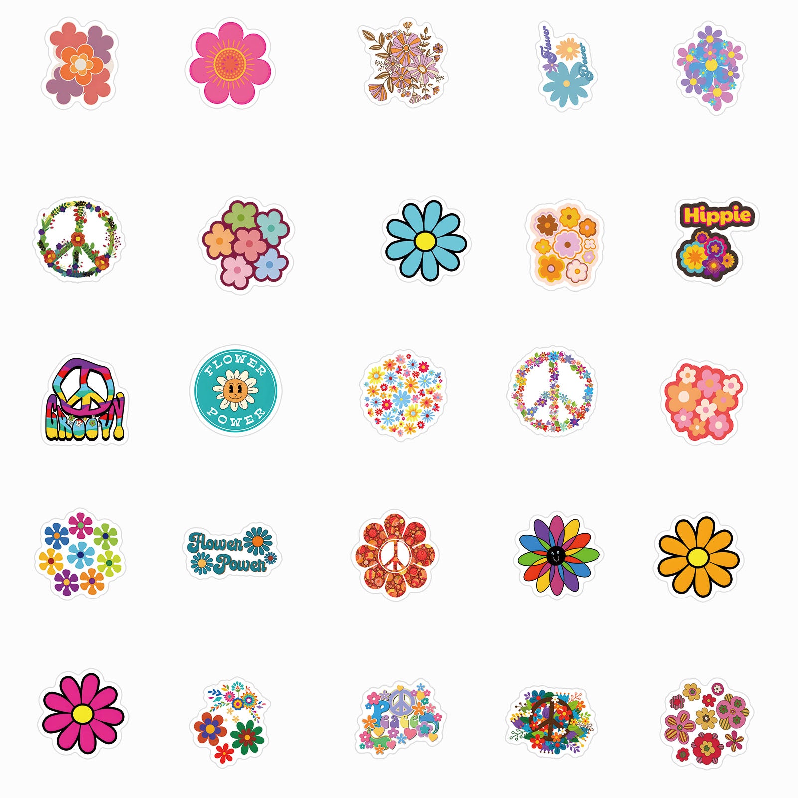70pcs Hippie Plant Love Doodle Aesthetic Sticker Pack