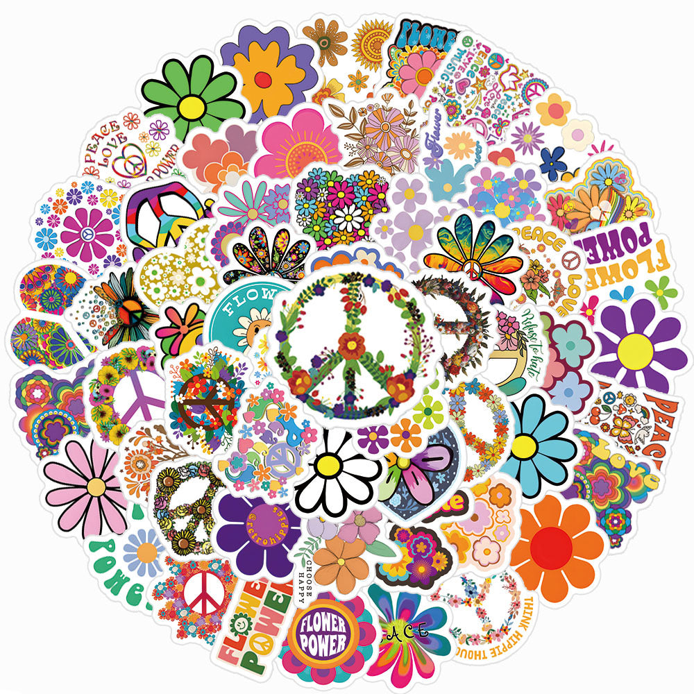70pcs Hippie Plant Love Doodle Aesthetic Sticker Pack