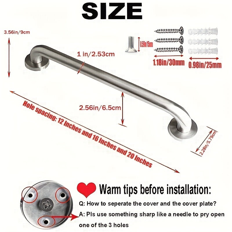 50 8 Cm Shower Grab Bar Stainless Steel Safety Hand Rail Support for Bathroom