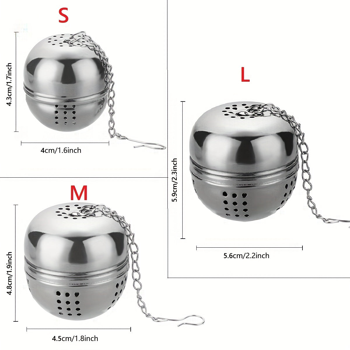 Stainless Steel Tea Ball Infuser Strainer with Chain Hook