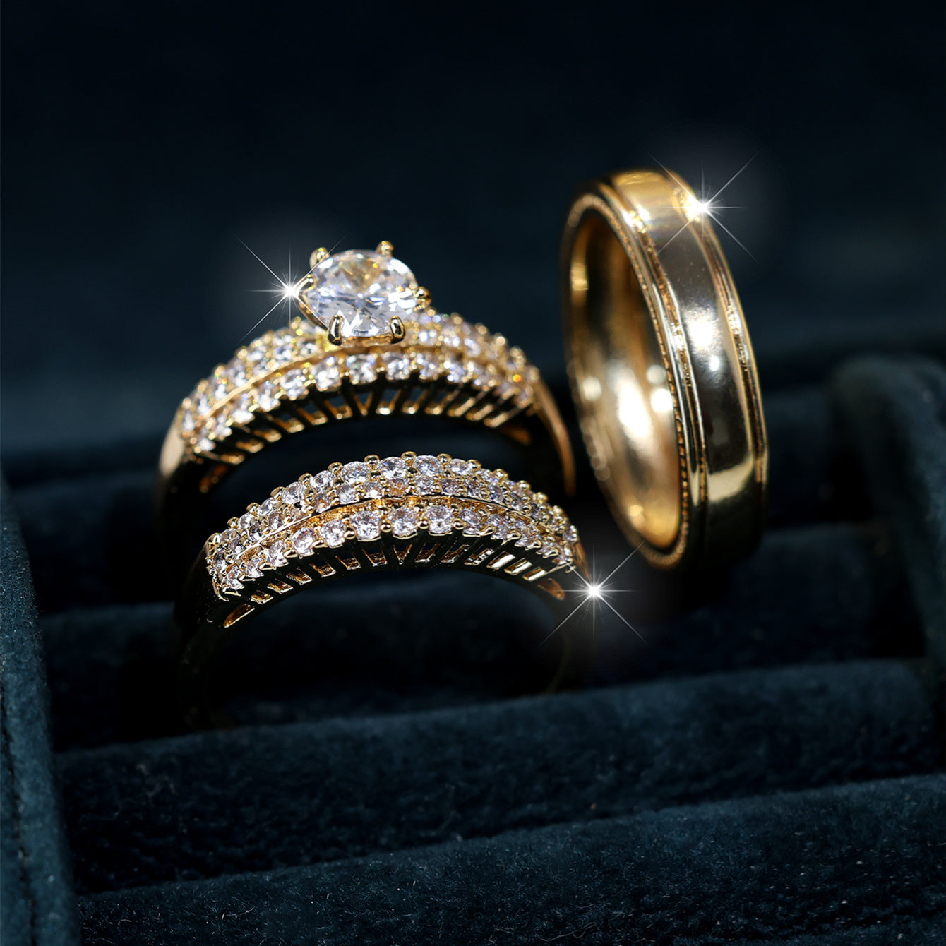 3pcs Stacking Rings with Shining Zirconia - Party Gift for Your Love